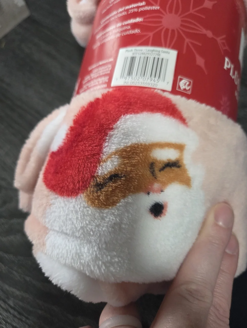 NEW Holiday Time Plush Throw Blanket - Cream and Red Accents